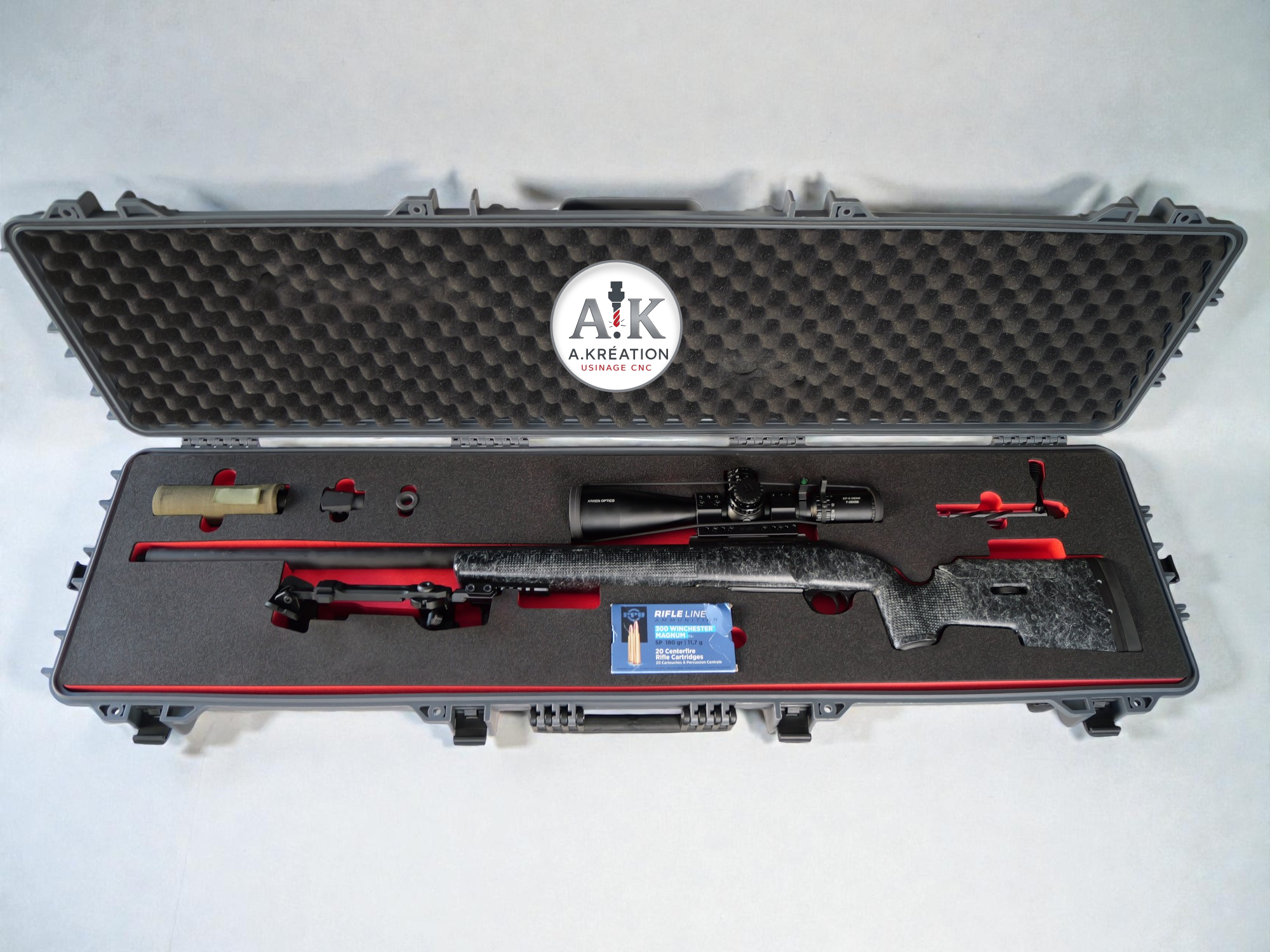 Mallette avec fusil et mousse de protection sur mesure