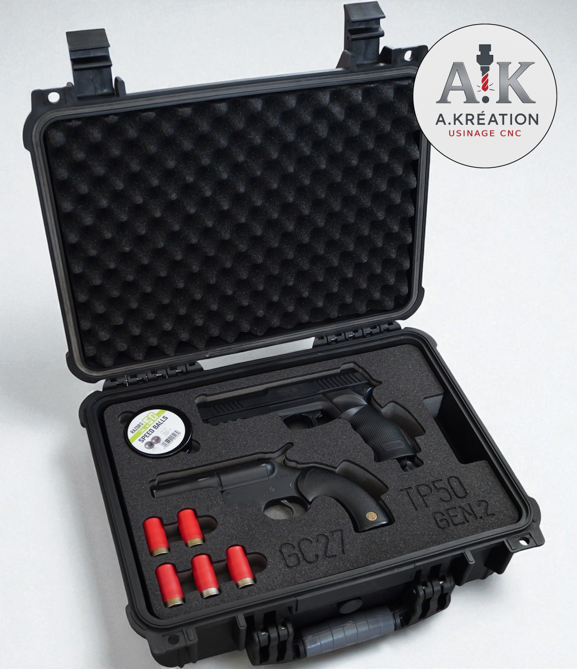 Mousse MyTacticalShop sur mesure avec arme de poing et accessoires